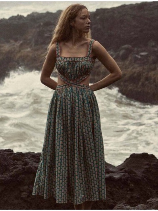 Doen Dresses & Skirts - NWT DÔEN Tasha Cutout Floral organic Cotton Dress in Sunrise Paisley